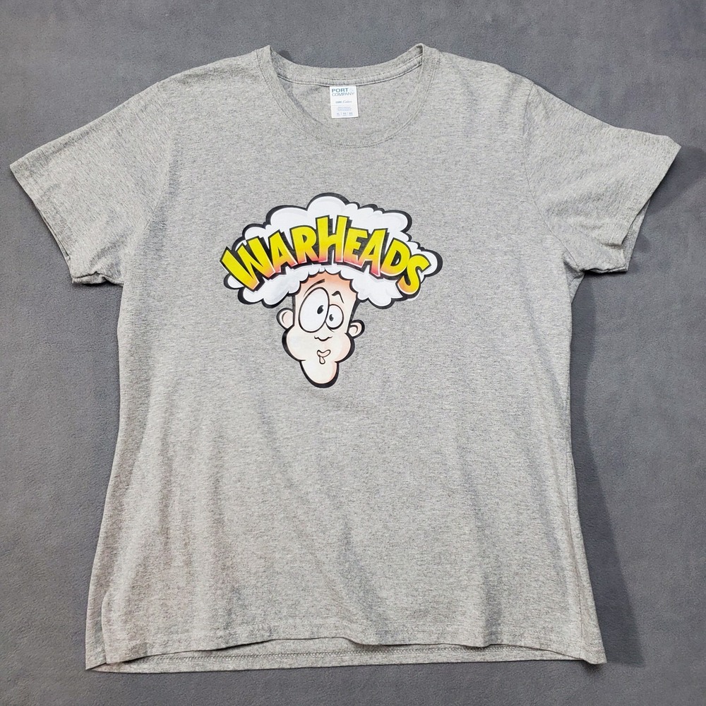 Warheads Candy Shirt Size XL Gray Vintage 90s Sour Hard Candy Promo Tee